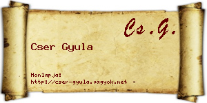 Cser Gyula névjegykártya